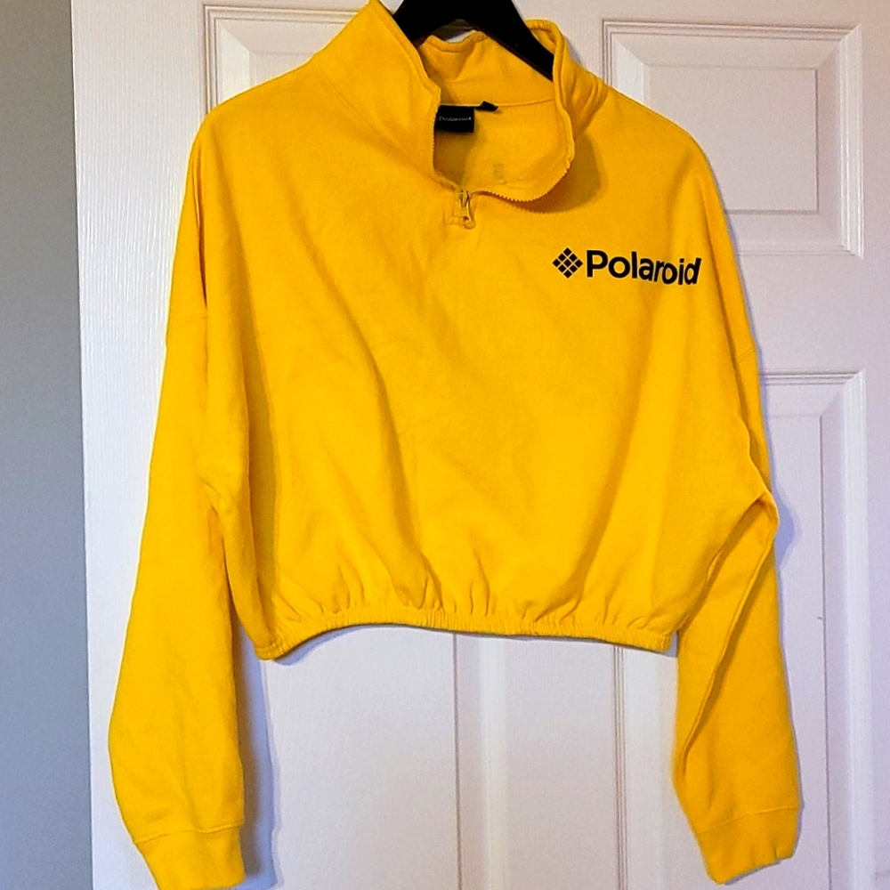 Polaroid Yellow Crop Top Sweat Shirt
